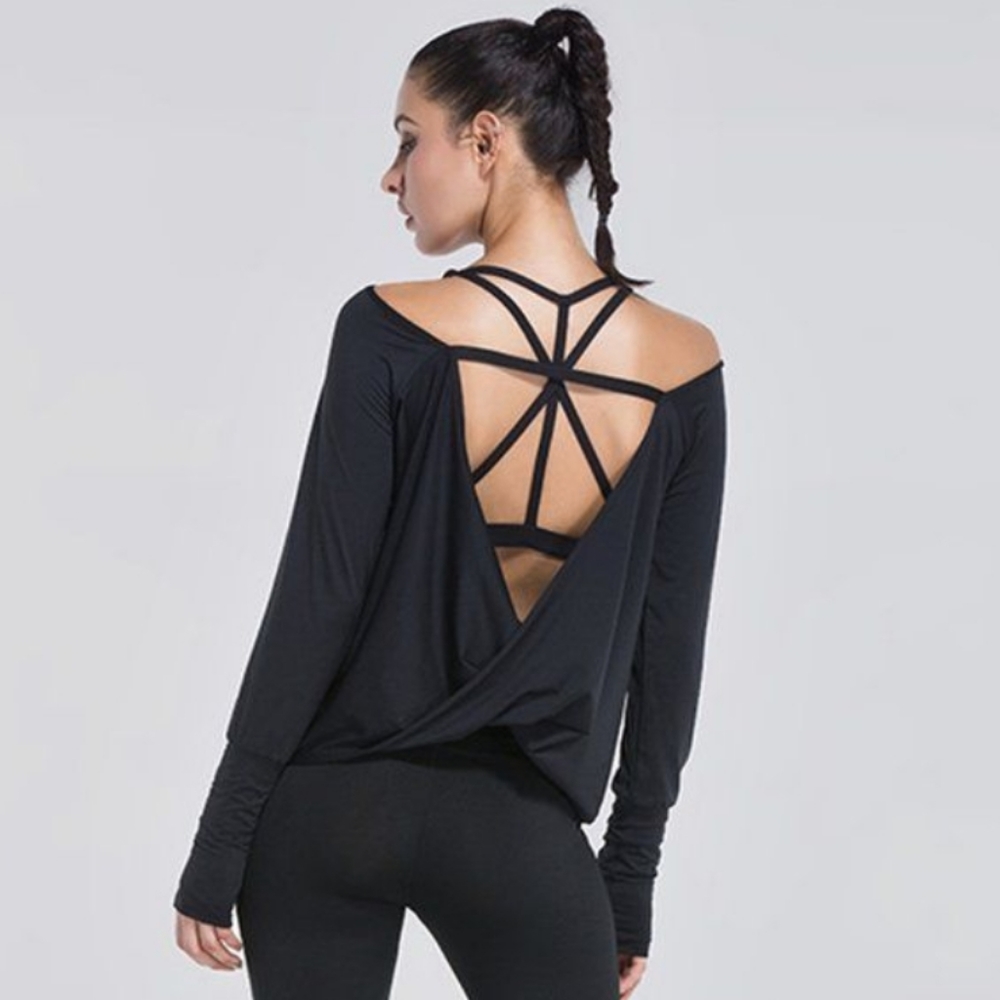 Dark Gray Open Back Yoga Top from Forever 21